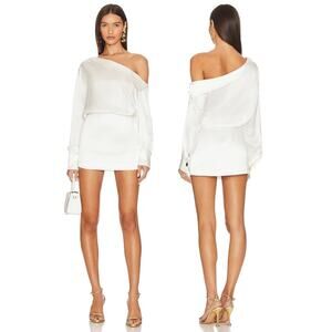 Retrofete Elio Mini Dress Satin Off Shoulder Cocktail Bachelorette Party XS